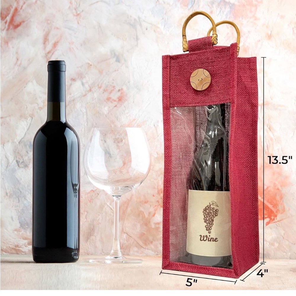 KHAKI Burlap Wine Bag - Picture 4 of 6